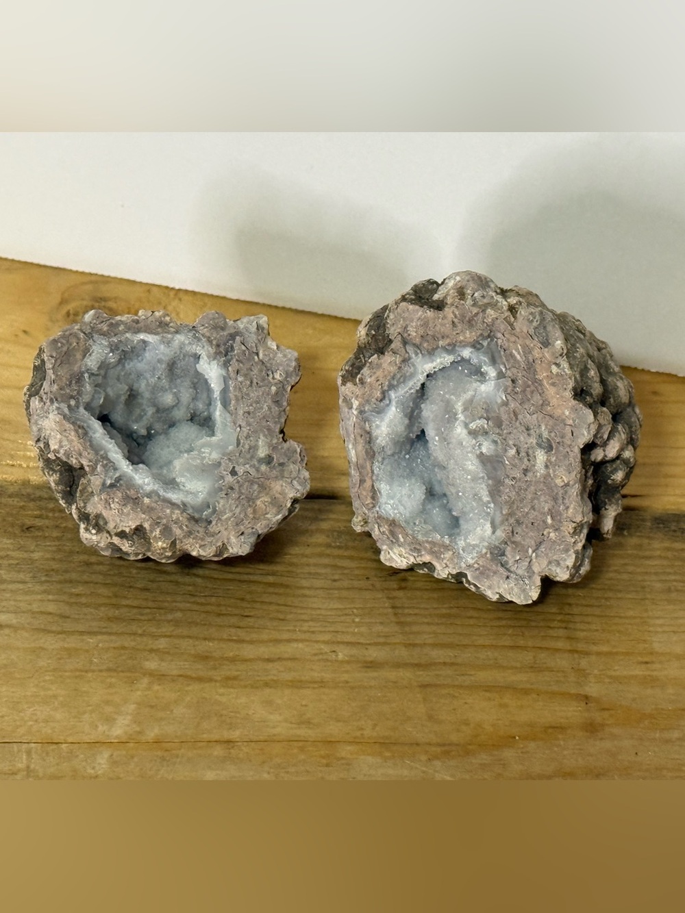 Source Unknown Pink and White Geode Pair